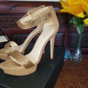 Gold Platform Open Toe Heels